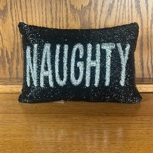 Beaded Christmas Naughty Throw Pillow